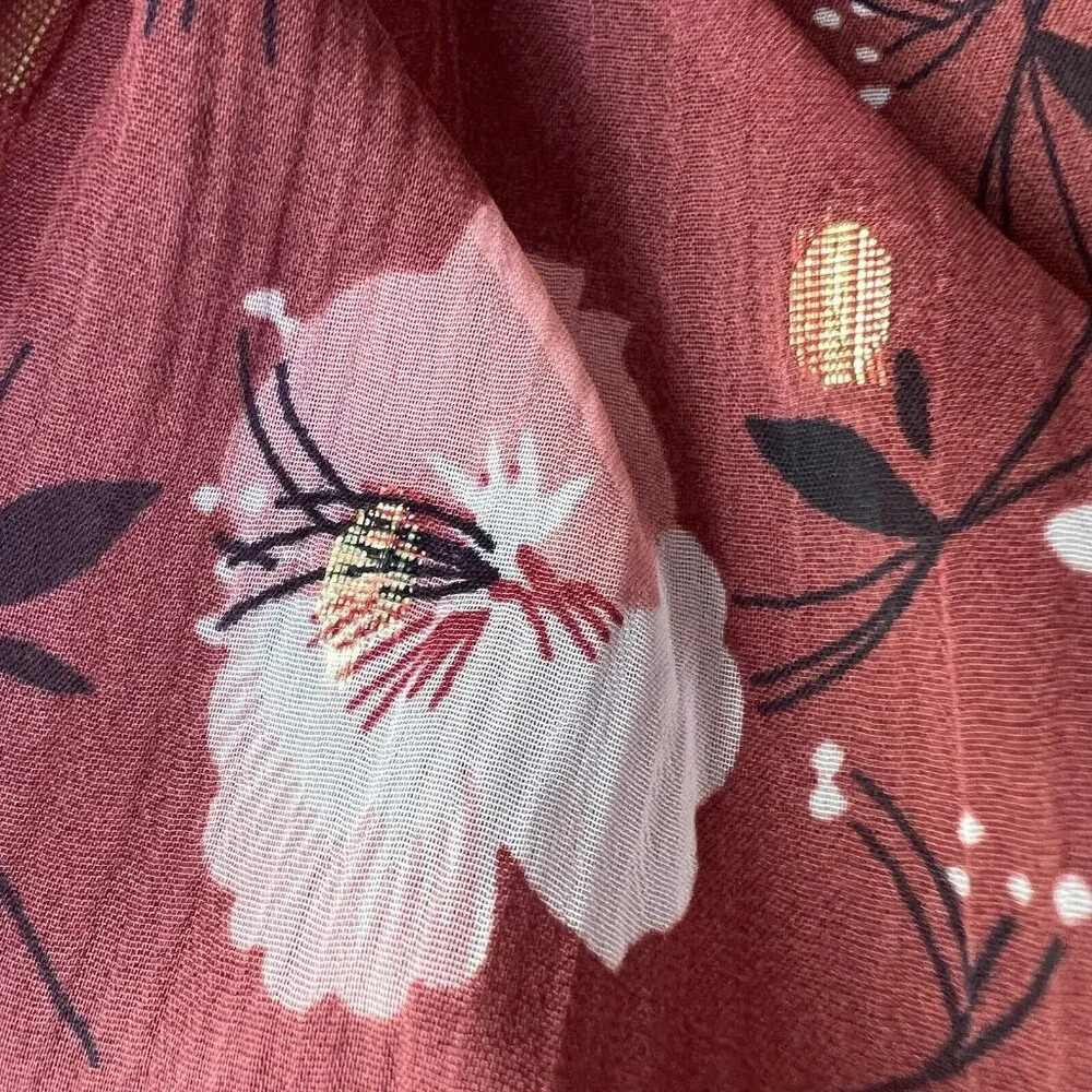 Walter Baker Zuma Blouse In Berry Hibiscus Floral Sz XS Women's flowere shirt - Picture 10 of 12